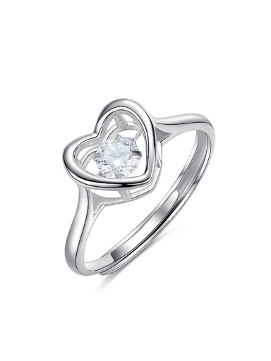Fashion Cubic Rotational Zircon Heart 925 Silver Ring