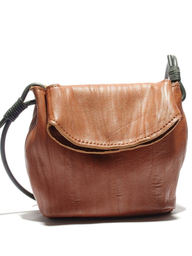 custom Sheepskin simple pleated magnetic buckle one shoulder slanting hoist bag