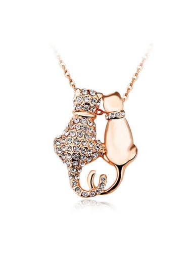 Women Elegant Rose Gold Crystal Necklace