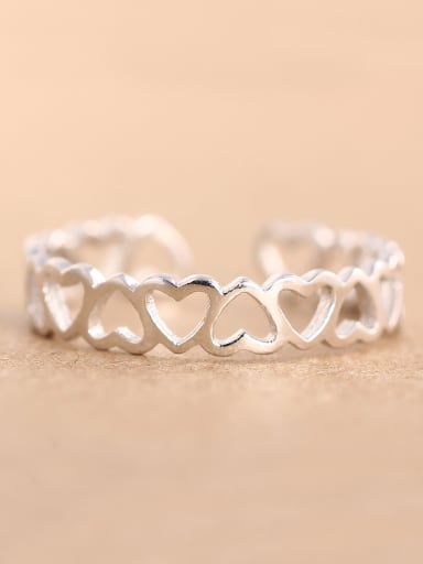 Simple Hollow Heart shapes Opening Midi Ring