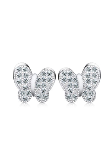 Butterfly Shaped Micro Pave Zircons Stud Earrings