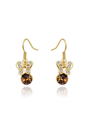 Champagne Bowknot Shaped Austria Crystal Drop Earrings