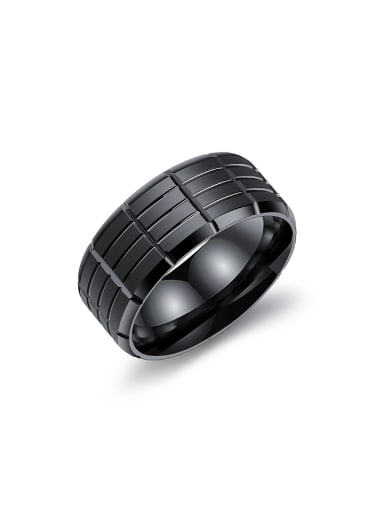 Simple Titanium Black Smooth Ring