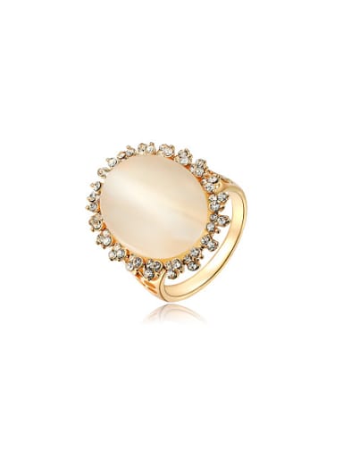 Elegant Oval Shaped 18K Gold Plated Opal Ring