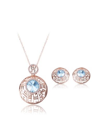 Alloy Rose Gold Plated Vintage style Artificial Stone Hollow Two Pieces Jewelry Set