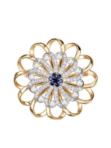 Fashion Flower Zircon Imitation Pearls Brooch
