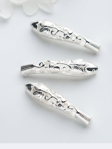 925 Sterling Silver With Silver Plated and Tai Silver& Hollow Lotus fish Bent Pipe