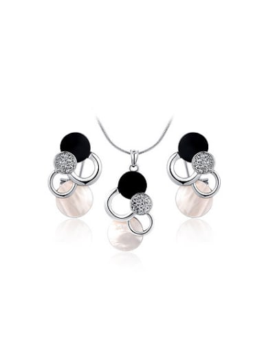Trendy Platinum Plated Cloud Shaped Austria Crystal Two Pieces Jewelry Set