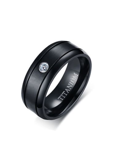 Trendy Black Gun Plated Geometric Zircon Titanium Ring