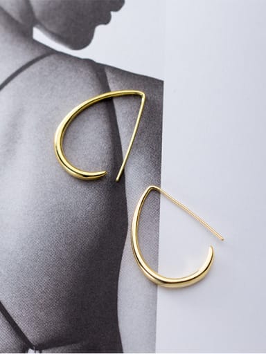 925 Sterling Silver With Glossy Simplistic Hook Hook Earrings