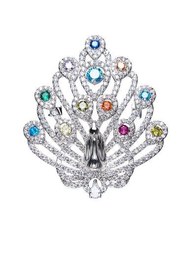Peacock-shaped Colorful CrystalBrooch
