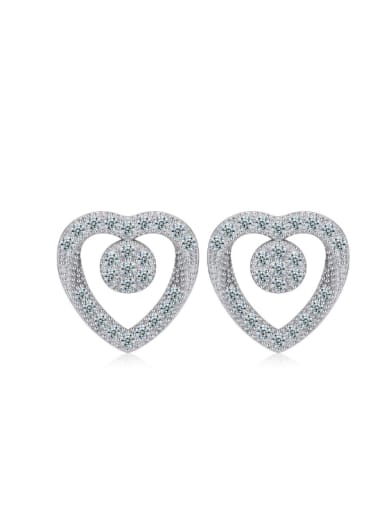S925 Silver Heart-shaped Micro Pave Stud Earrings
