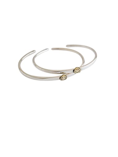 925 Sterling Silver With Platinum Plated Simplistic Face Free Size Bangles