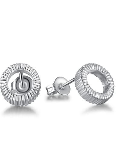 Small Round Shaped White Gold Plated Stud Earrings