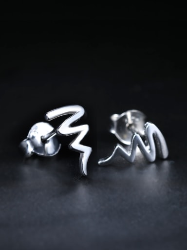 Simple Tiny Water Wave 925 Sterling Silver Stud Earrings