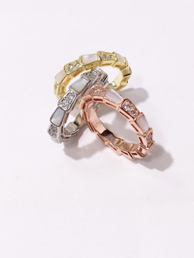 Copper With Shell  Simplistic Geometric Band Rings