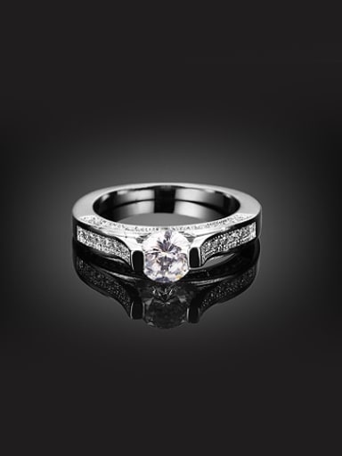 Delicate Platinum Plated Rhinestone Copper Ring