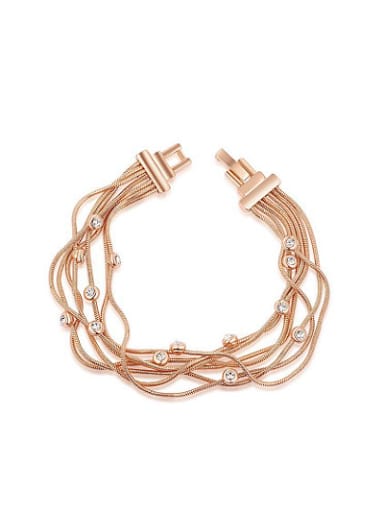 Elegant Multi-layer Rose Gold Plated Alloy Bracelet