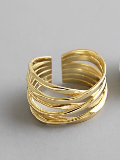 925 Sterling Silver With 18k Gold Plated Fashion Geometric Stacking Rings