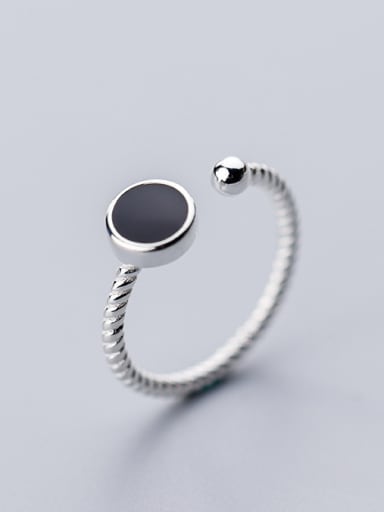 925 Sterling Silver With Delicate black enamel Rings