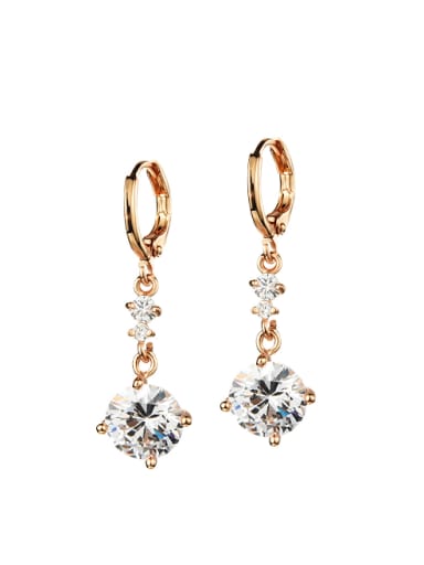 Fashion Cubic Zircon Champagne Gold Plated Earrings