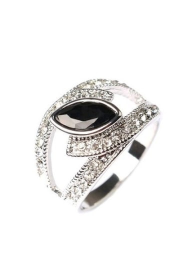 Fashion Oval Glass White Crystals Alloy Ring