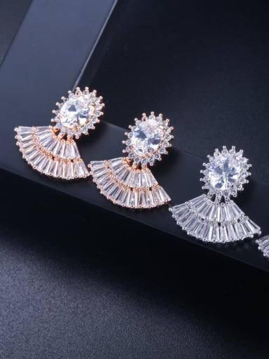 E0215 new style, elegant fan earrings, tiny zircons, wild women