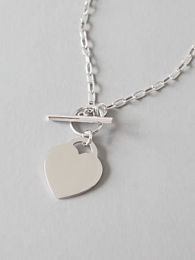 Pure silver Simple Love Pendant Necklace