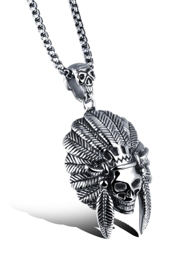 Punk style Personalized Skull Titanium Necklace