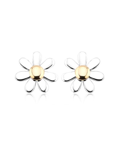 Simple Style 18K Gold  S925 Silver Flower-shaped stud Earring