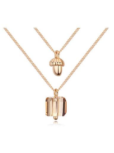 Simple austrian Crystal Pendant Double Layer Alloy Necklace