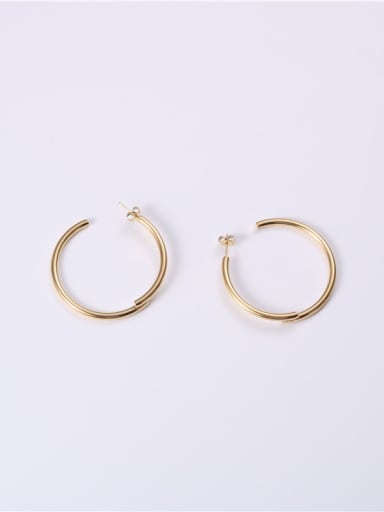 Titanium With Gold Plated Simplistic Round Hoop Earrings