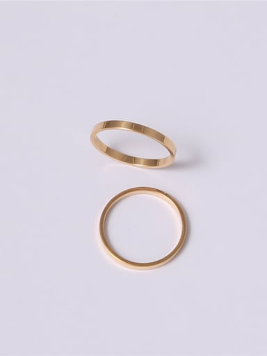 Titanium With Gold Plated Simplistic  Smooth Round Band Rings