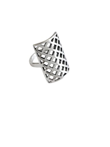925 Sterling Silver With Antique Silver Plated  Geometric Free Size Rings