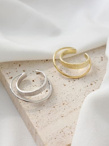 925 Sterling Silver Simple and wrong double-loop two-layer free size  Rings