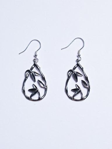 Retro style 925 Silver Tiny Leaves Water Drop Earrings