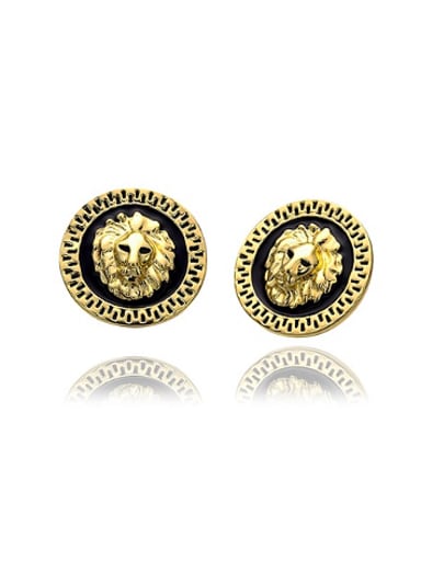 Personalized Round Lion Head Stud Earrings