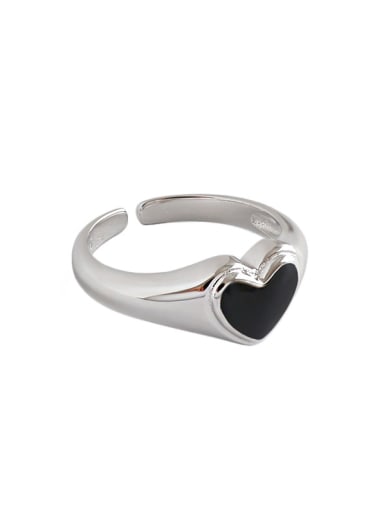 925 Sterling Silver With Platinum Plated Simplistic Heart Free Size Rings