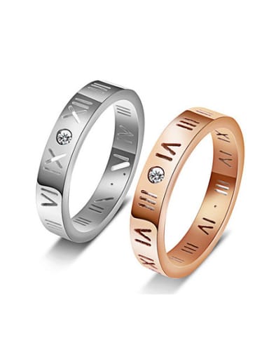Retro Hollow Rome Numerals Rhinestones Lovers band rings
