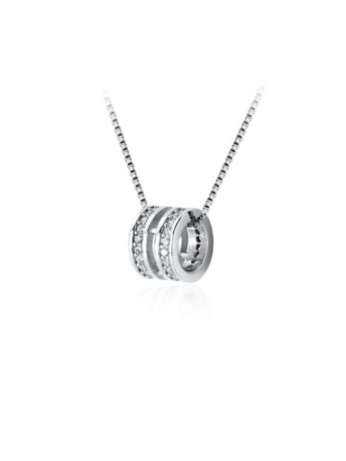 925 Sterling Silver With Rhinestone Fashion Round Necklaces