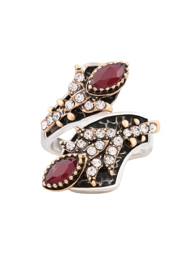 Exquisite Ruby Resin stone White Crystals Alloy Ring