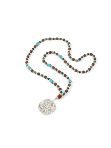 Retro Style Mix Semi-precious Stones Long Necklace