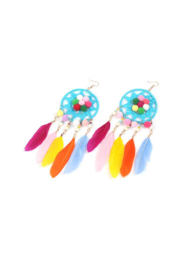 Color Feather Handmade Fashion Drop Earrings