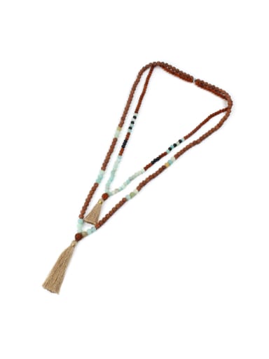 Double Layer Colorful Tassel Long Necklace