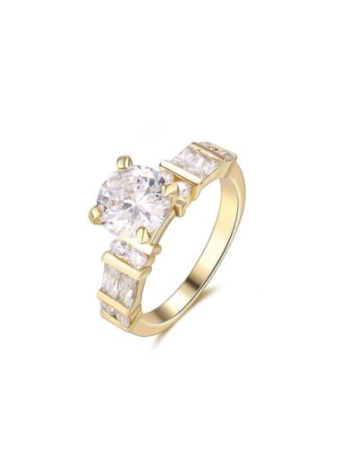 Luxury Gold Plated Geometric Shaped Zircon Ring