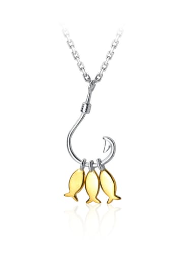 925 Sterling Silver With Gold Plated Simplistic Fish Necklaces