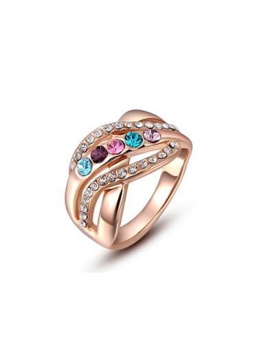 Multi-color Austria Crystal Geometric Shaped Ring