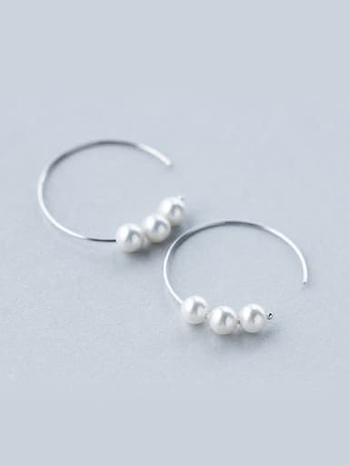 Temperament Letter C Shaped Artificial Pearl Clip Earrings