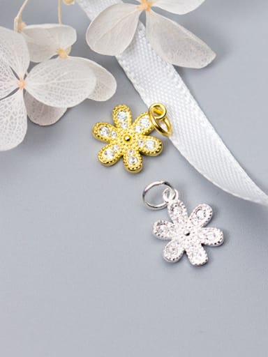 925 Sterling Silver With 18k Gold Plated Cute Flower Charms