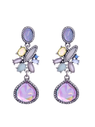Flower Purple Stones Drop Chandelier earring
